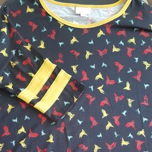 Lularoe Irma with different color birds X Small